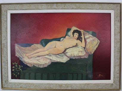 LAQUEYRIE (XXème siècle) : Nu allongé. Huile...