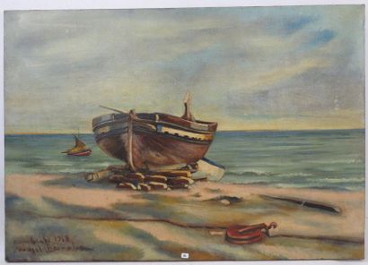 Michel BERNABEU (XX). Barque échouée à Combrit...