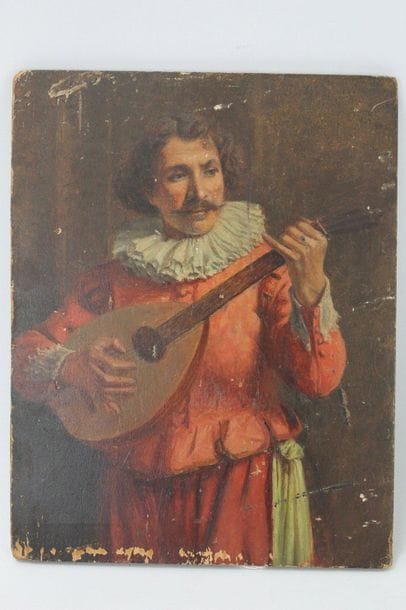 F.J GAYNOR ? (XIX-XXème). Joueur de mandoline....
