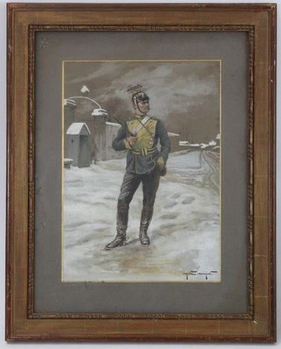 Eugène CHAPERON (1857-1938) : Militaire fumant...