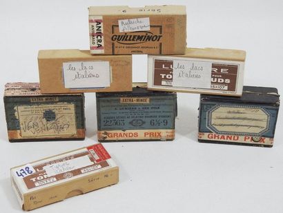 Lot de 7 boites de plaques photos stereoscopiques...