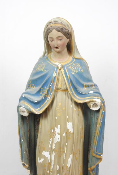 STATUE d'église en plâtre polychrome représentant...