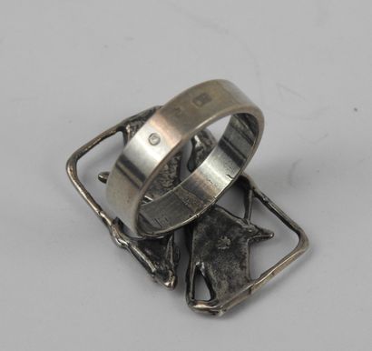 BAGUE en argent (925/1000), création contemporaine,...
