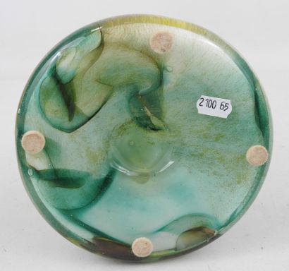 VASE en verre soufflé dans les tons jaune...