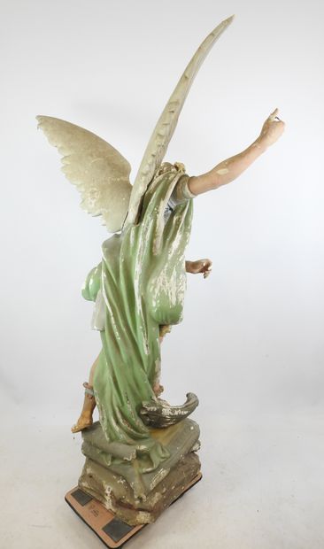 GRANDE STATUE d'église en plâtre polychrome...
