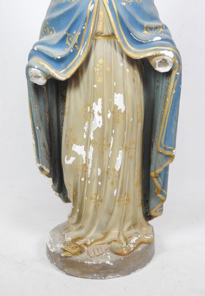 STATUE d'église en plâtre polychrome représentant...