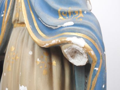 STATUE d'église en plâtre polychrome représentant...