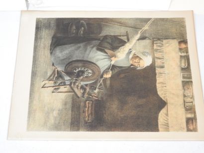 Un lot de quatre lithographies et reproductions...