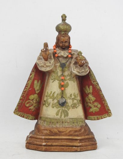 ENFANT JESUS de Prague en plâtre polychrome....