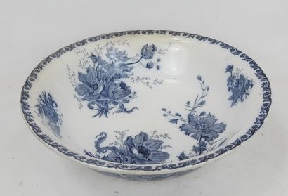SAINT AMAND : Anémone, large cuvette en faience...