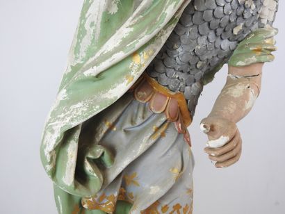 GRANDE STATUE d'église en plâtre polychrome...