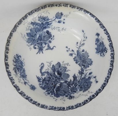 SAINT AMAND : Anémone, large cuvette en faience...