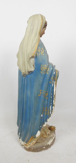 STATUE d'église en plâtre polychrome représentant...