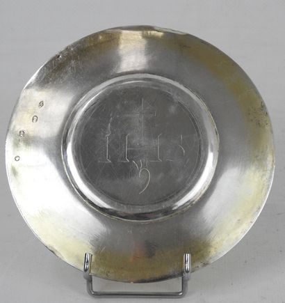 PATENE en vermeil gravé d'une croix, IHS...