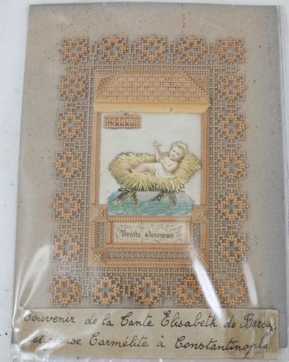ENFANT Jésus en cire dans un décor, sous...