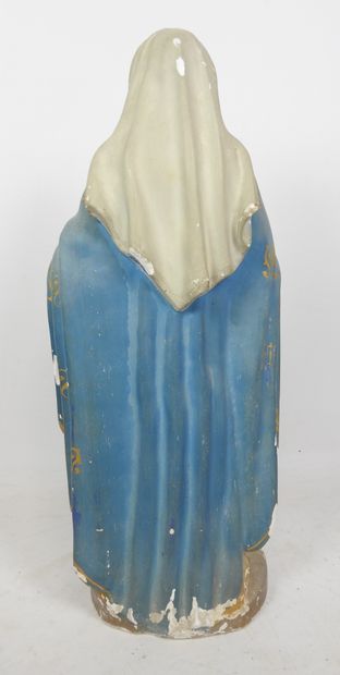 STATUE d'église en plâtre polychrome représentant...