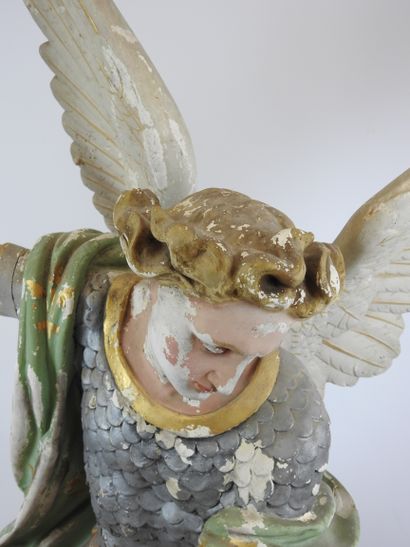 GRANDE STATUE d'église en plâtre polychrome...