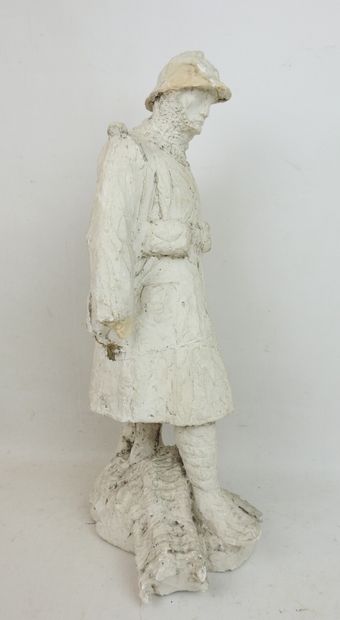 FRANCE. Plaster sculpture of a poilu in winter,...
