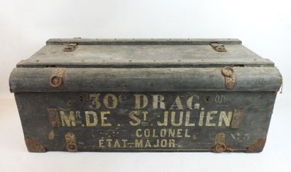 FRANCE. Wood and metal officer's trunk that...