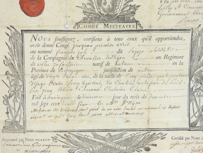 DOCUMENTS. Congé militaire avec vignette...