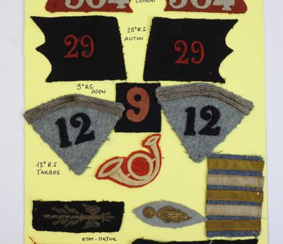 FRANCE. Planche d'insignes en tissu, pattes...