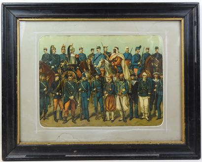 CHROMOLITHOGRAPHIE présentant l'armée française...