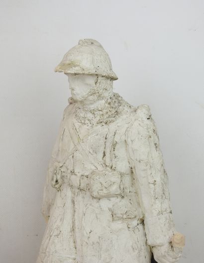 FRANCE. Plaster sculpture of a poilu in winter,...