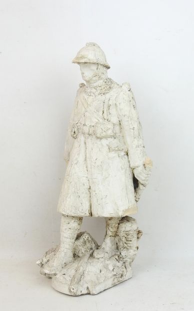 FRANCE. Plaster sculpture of a poilu in winter,...