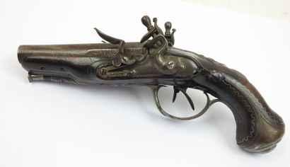 FRANCE. Pistolet à silex de voyage à double...