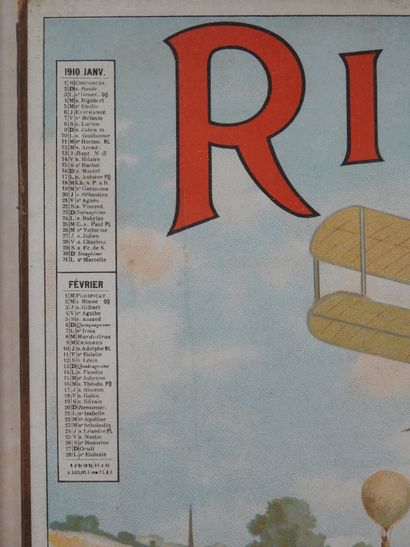 CALENDRIER RIZ LA + de 1910, carton chromolithographié...