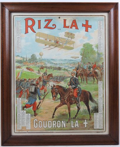 CALENDRIER RIZ LA + de 1910, carton chromolithographié...