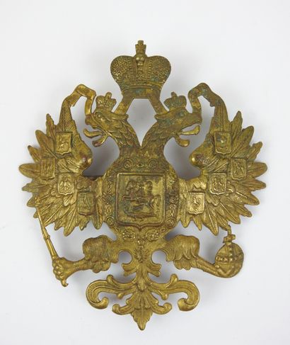 RUSSIE IMPERIALE. Plaque de coiffure, aigle...