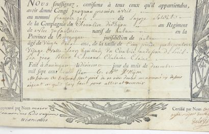 DOCUMENTS. Congé militaire avec vignette...
