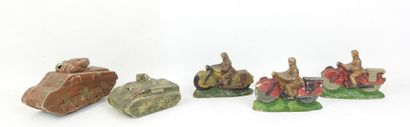 JOUETS. JRD, suite de 5 figurines en composition...