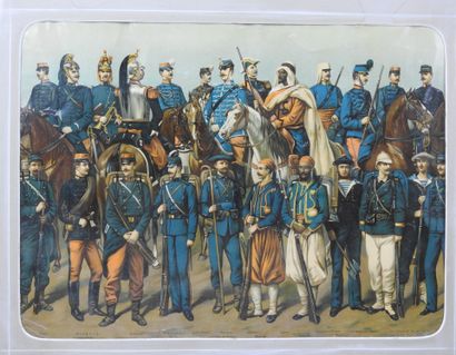 CHROMOLITHOGRAPHIE présentant l'armée française...