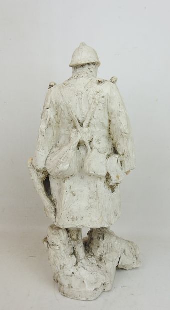 FRANCE. Plaster sculpture of a poilu in winter,...