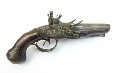FRANCE. Pistolet à silex de voyage à double...