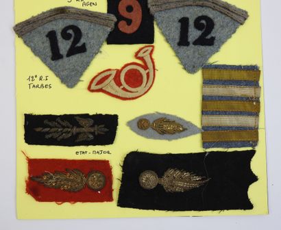 FRANCE. Planche d'insignes en tissu, pattes...
