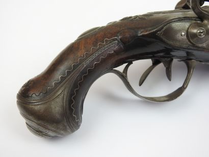 FRANCE. Pistolet à silex de voyage à double...