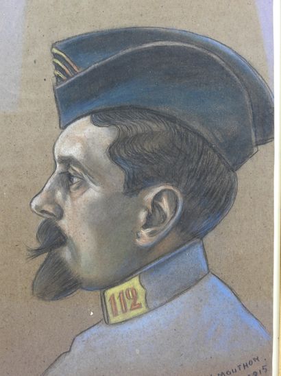 MOUTHON J.V. Portrait d'un capitaine du 112e...