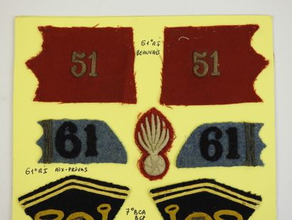 FRANCE. Planche d'insignes en tissu, pattes...
