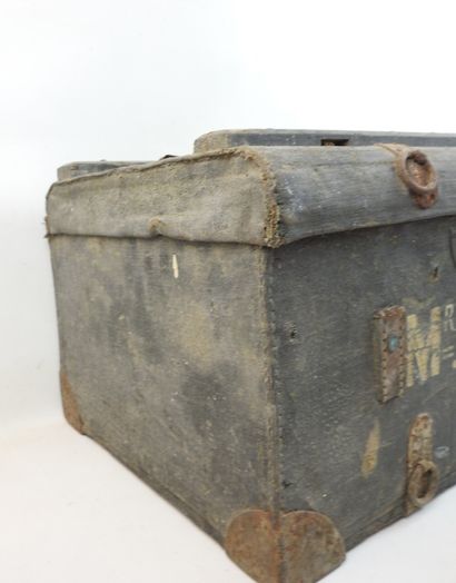 FRANCE. Wood and metal officer's trunk that...