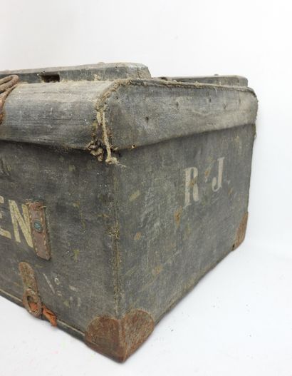 FRANCE. Wood and metal officer's trunk that...