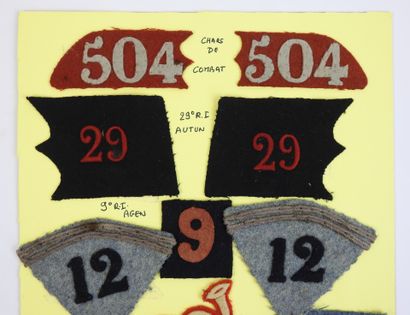 FRANCE. Planche d'insignes en tissu, pattes...