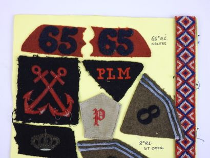 FRANCE. Planche d'insignes en tissu, pattes...