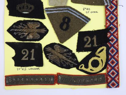 FRANCE. Planche d'insignes en tissu, pattes...