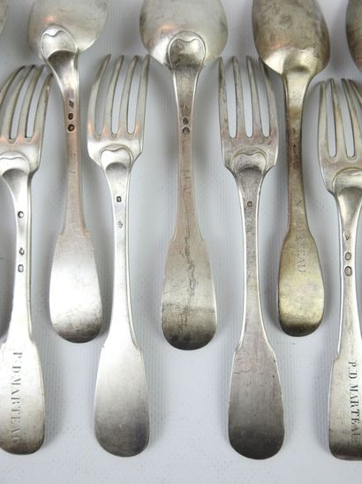COUVERTS in silver model uni-flat marks Coq,...