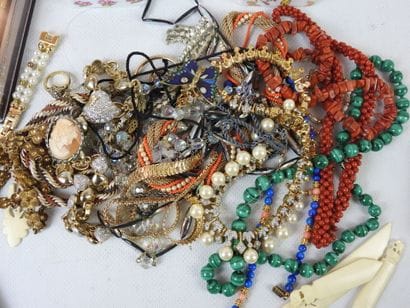 LOT of fancy jewelry in gold metal, hard...
