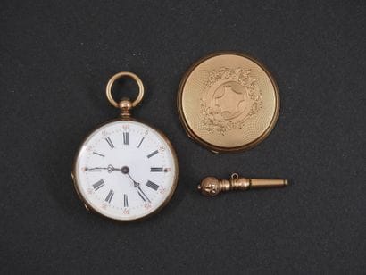18 K (750°/°°) gold collar watch and its...