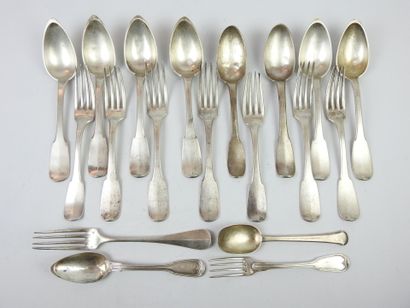 COUVERTS in silver model uni-flat marks Coq,...